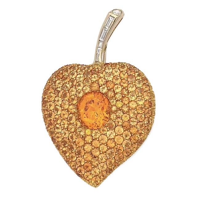 Spessartite and Diamond Brooch by Storied Park Avenue Jewelry Designer Christopher Walling For Sale