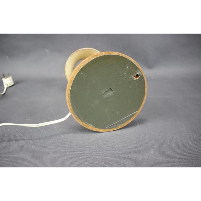 Mid-Century Adjustable Wooden Table Lamp with Floral Shade, Czechoslovakia, 1970 For Sale - Image 11 of 12