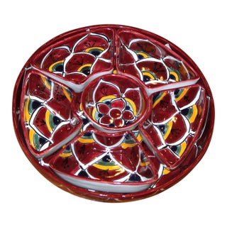 Mexican Hand Painted, Mexican Talavera 7-Piece Appetizer Serving Dish For Sale