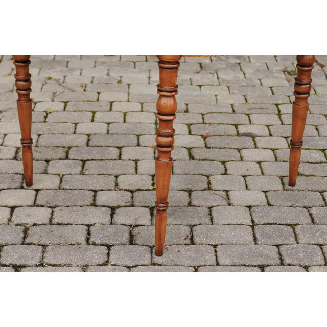 Mid 19th Century Pair of French Maple Demilune Tables with Turned Legs from the 1840s For Sale - Image 5 of 10