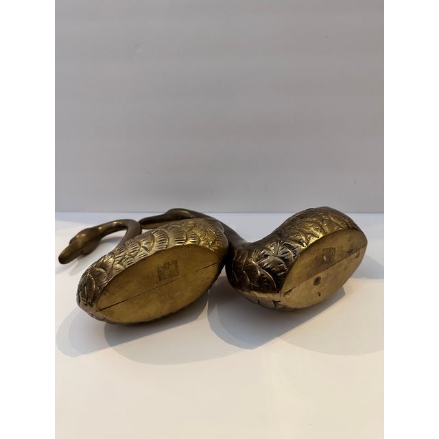 Vintage Brass Swans- Set of 2 For Sale - Image 4 of 6