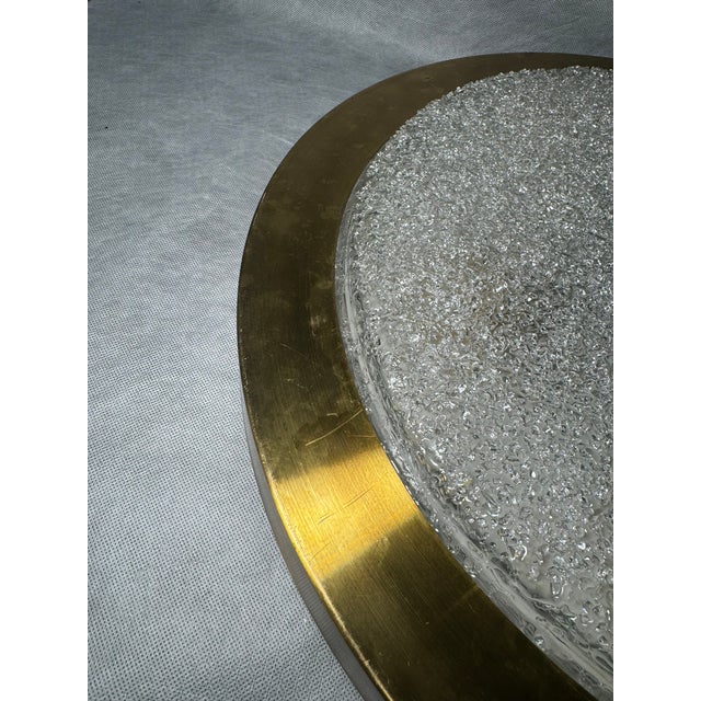 Large Ice Glass Flush Mount Ceiling Lamp attributed to Doria Leuchten Germany, 1960s For Sale - Image 9 of 11