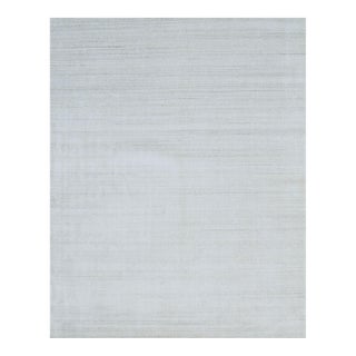 8x10 Xena Maya Ivory Solid Minimalist Modern Handmade Wool & Viscose Carpet Rug For Sale