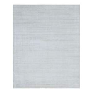 8x10 Xena Maya Ivory Solid Minimalist Modern Handmade Wool & Viscose Carpet Rug