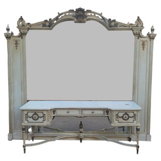 Dressing Table in Lacquered Wood with Louis XVI Style Mirror, Early 20th Century For Sale