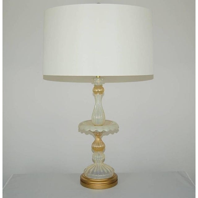 The best of Italian craftsmanship, Epergne lamps attributed to Barovier & Toso from the late 1940s. Magical WHITE OPALINE...