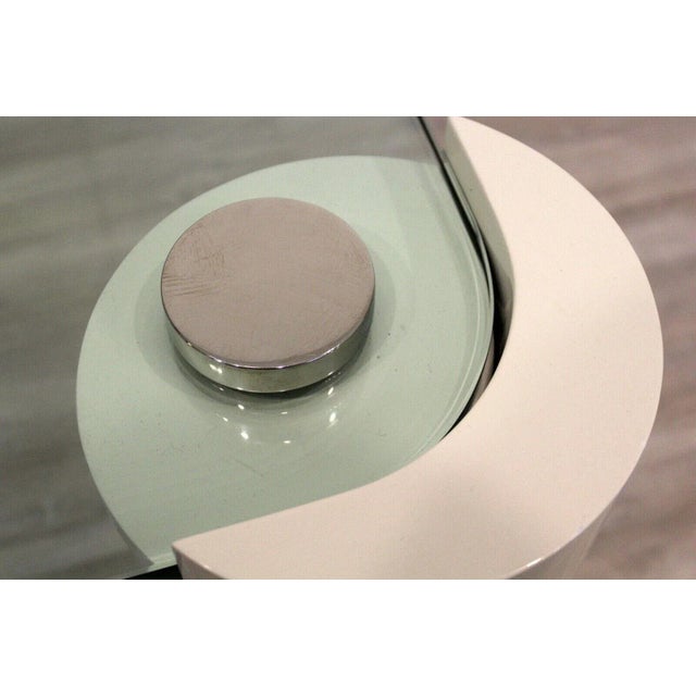 Late 20th Century Postmodern Chrome Glass and Lacquered Legs Karl Springer Coffee Table For Sale - Image 5 of 7
