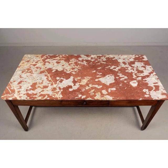 19th Century Country French Center Table With Marble Top For Sale - Image 9 of 9