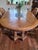 Wood Vintage Thomasville Solid Oak Pedestal Dining Set - Complete 7-Pc Set W/ Leaves & Chairs For Sale - Image 7 of 13