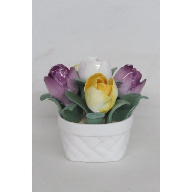 Crown Staffordshire Fine Bone China England Floral Basket January Tulips 4831b For Sale - Image 10 of 12