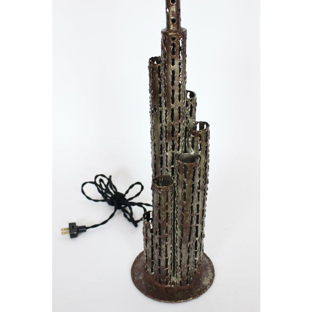Marcello Fantoni Brutalist Torch Cut Iron "Skyscraper" Table Lamps - A Pair For Sale - Image 11 of 13