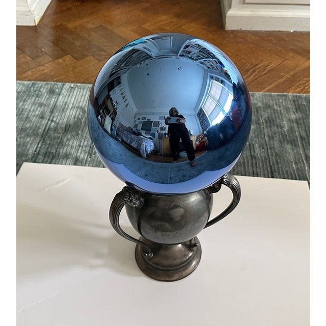 Early 20th Century Early 20th Century Mercury Glass Garden Gazing Ball Ornament For Sale - Image 5 of 11