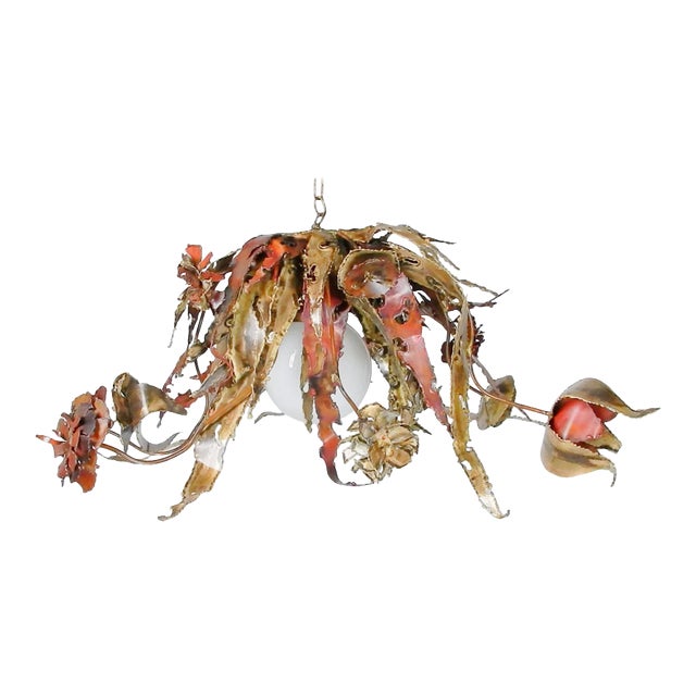 Artist Silas Seandel Brass & Copper Sculpture Chandelier For Sale
