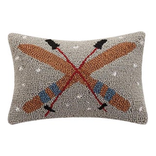 Christmas Skis Hook Pillow 8" x 12" For Sale