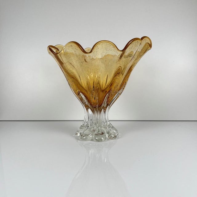 1970s Amber-Colored Murano-Style Glass Bowl, 1970s For Sale - Image 5 of 14