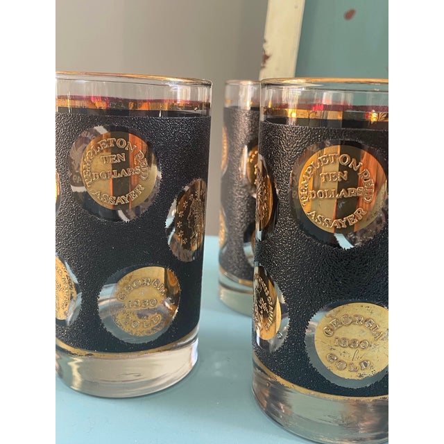 1970s Libbey’s Barware 22k Gold Coin Highball- Set of 6 For Sale In Boston - Image 6 of 9