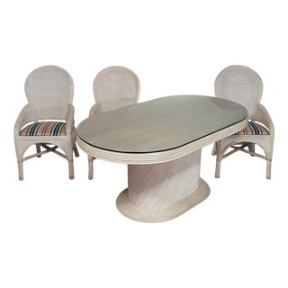 Pencil Reed Dining Table and Chairs, Set of 4 For Sale