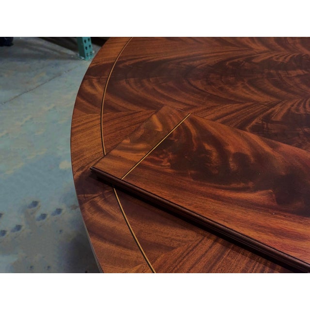 Wood One Piece 90" Round Mahogany Dining Table Seats 10-12 People With Two-Tone Mahogany Finish by an APexclusive by AntiquePurveyor For Sale - Image 7 of 12