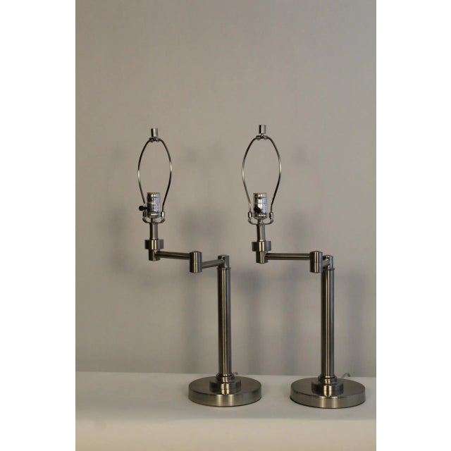 Metal Hanson Style Mid 20th Century Swing Arm Lamps For Sale - Image 7 of 12
