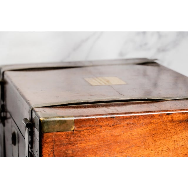 Incredible Large Victorian Antique Brass and Wood Writing Slope Box Lap Desk English Country Home Decor For Sale - Image 9 of 18