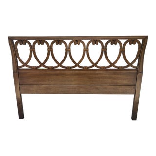 Art Deco Carved Wooden Full Size Headboard For Sale