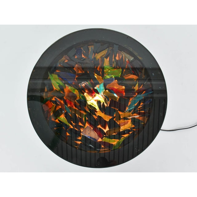 1960s French Illuminable Side Table with Colored Glasses, 1968 For Sale - Image 5 of 6