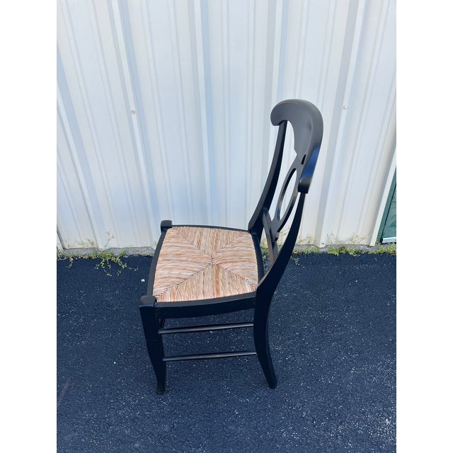 Pottery Barn Napoleon Black Rush Seat Modern Dining Chairs- Set of 4 For Sale - Image 10 of 12