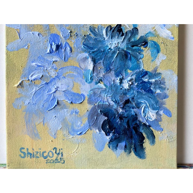 2020s Original-Jardin d'Hiver-Cloud Dahlias in Blue-Shizico Yi-British Awarded Artist-Impasto on Canvas For Sale - Image 5 of 17