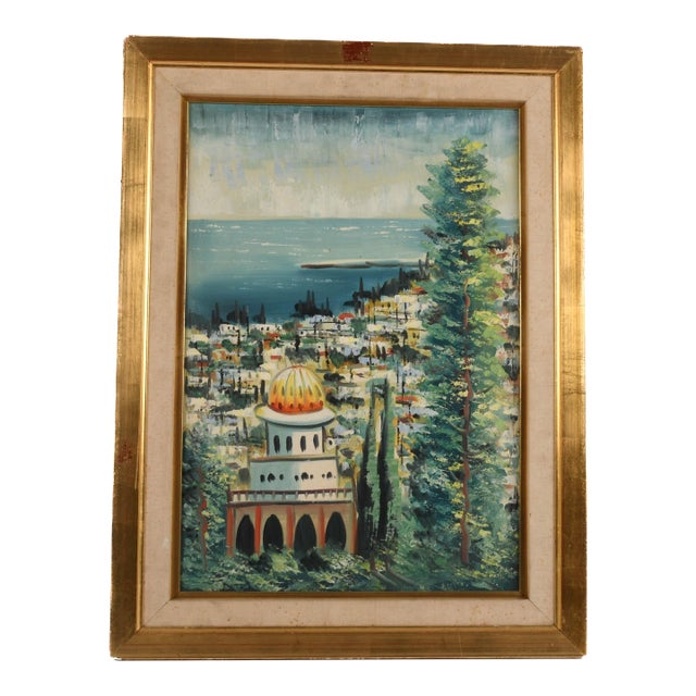 Framed Oil on Canvas of Jerusalem For Sale