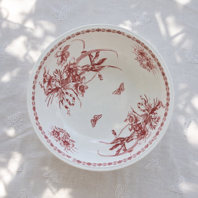Ceramic Antique French Salad Bowl by Bertrand Bordeaux Anémone For Sale - Image 7 of 9