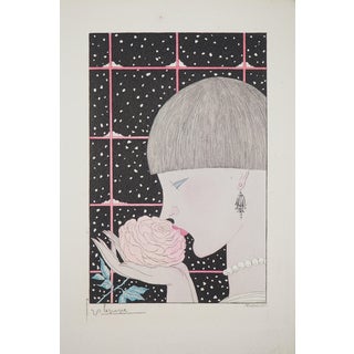 Georges Lepape, Jeune femme à la rose, Etching For Sale