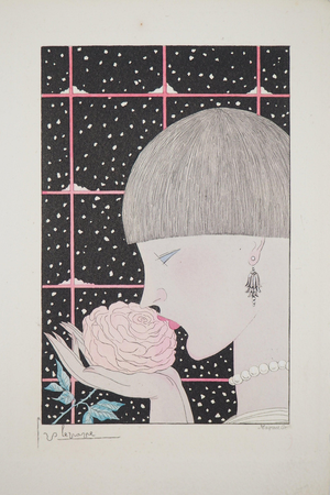 Georges Lepape, Jeune femme à la rose, Etching