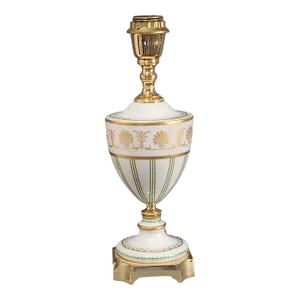 Late 20th Century Italian Neoclassical Gilded Painted Porcelain Table Lamp Signed Giulia Mangani