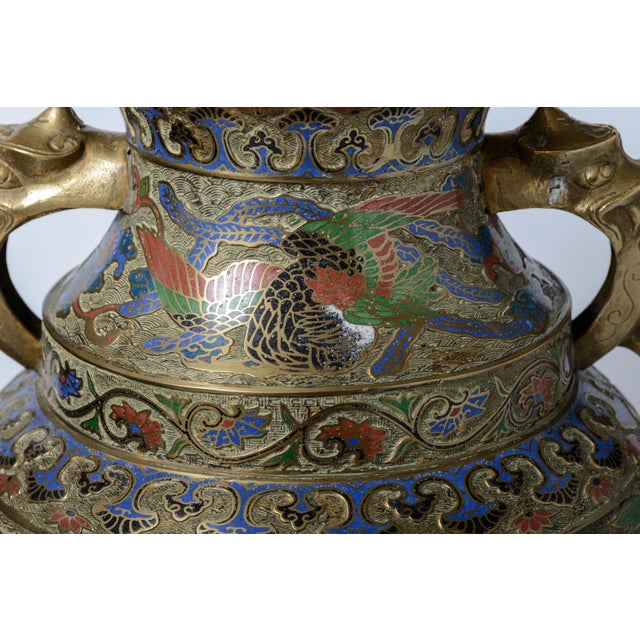 Bronze Urn With Cloisonne For Sale - Image 12 of 14