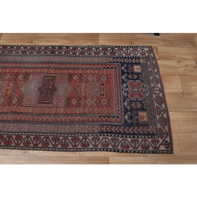 1970s Vintage Turkish Handmade Wool Cotton Red Runner Rug For Sale - Image 9 of 11
