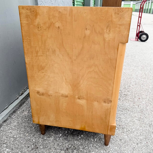 Mid Century Modern Burlwood Dresser With Copper Legs For Sale - Image 10 of 10