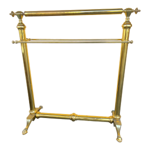 Late 19th Century Victorian Brass Quilt Blanket Rack Stand Holder With Clasped Hands