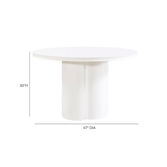 Wood Elora White Lacquer Round Dining Table For Sale - Image 7 of 8
