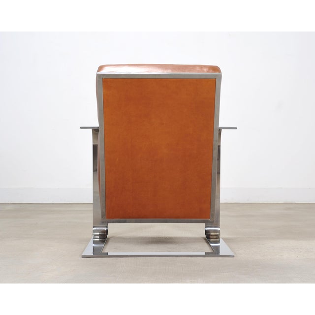 Ralph Lauren Modern Penthouse Chrome and Leather Lounge Chair For Sale - Image 17 of 18