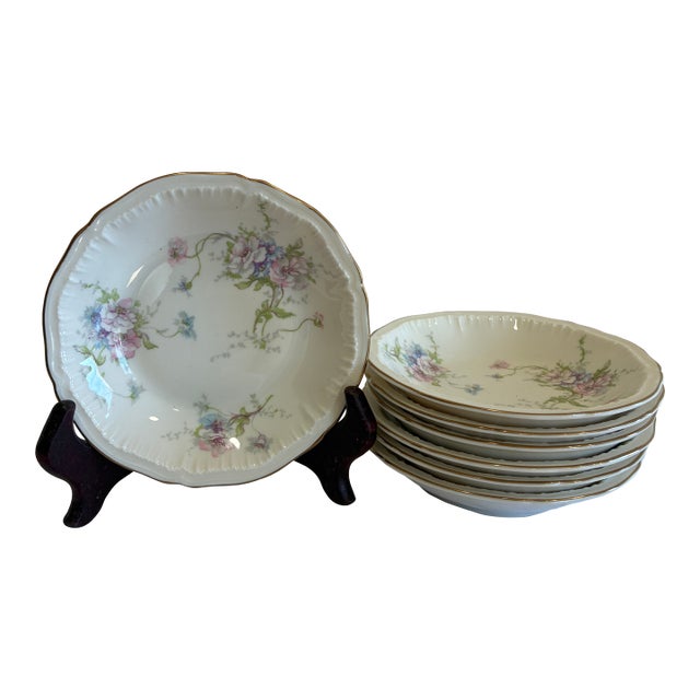 Vintage Theodore Haviland Annette Floral Berry Bowls – Set of 7 For Sale