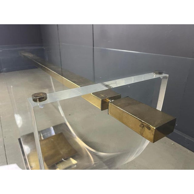 Vintage Acrylic Glass and Brass Dining Table, 1970s For Sale - Image 12 of 13