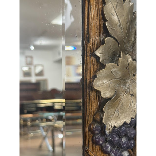 Large Continental Mirror With Beveled Glass and Grapevine Motif For Sale - Image 9 of 14