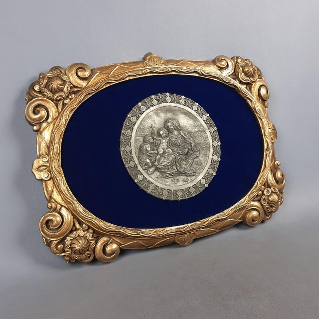 High Relief Painting of Madonna with Child in Pewter, 1960s For Sale - Image 3 of 14