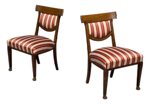 Neoclassical Style, Occasional Chairs, Carved Wood, Silk, England, 19th C.