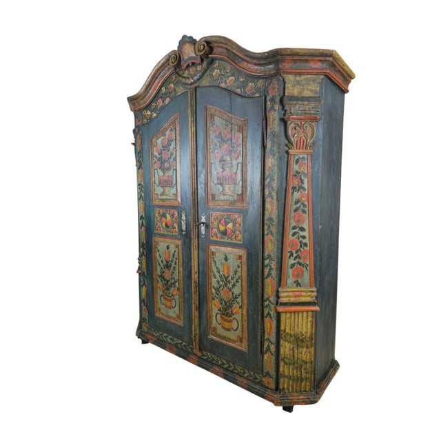 Floral Painted Wedding Cabinet, Upper Austria, 1795 For Sale - Image 6 of 13