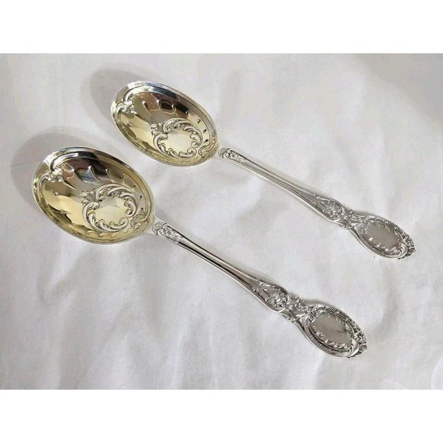 Antique Sterling Silver Fruit & Berry Serving Spoons, London, 1909 For Sale - Image 6 of 18