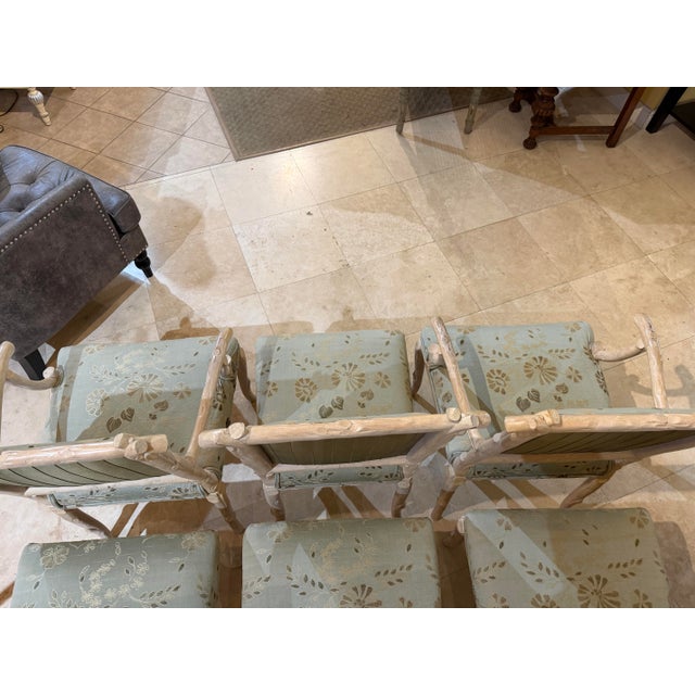Late 20th Century Italian Regency Carved Faux Bois Cerused Dining Chairs - Set of 6 For Sale In West Palm - Image 6 of 9
