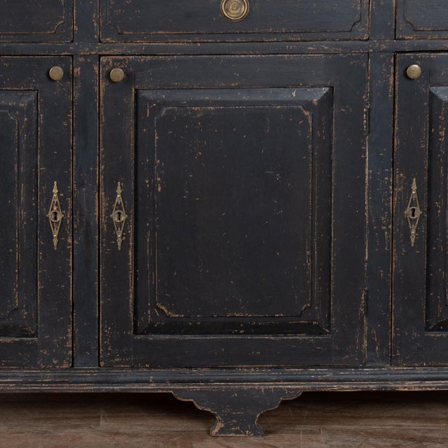 19th Century Swedish Black Painted Pine Sideboard Buffet For Sale - Image 12 of 14