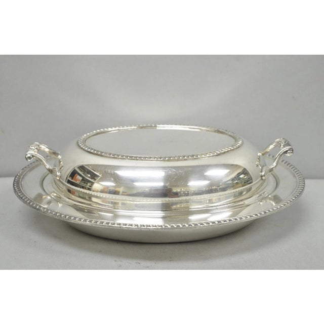 Victorian Vintage Modern Silver MFG Co Silver Plated Twin Handle Vegetable Serving Dish For Sale - Image 3 of 14