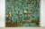 Teal Vintage Chinese Four-Panel Screen with Hand-Painted Blossoms on Teal Ground For Sale - Image 8 of 12